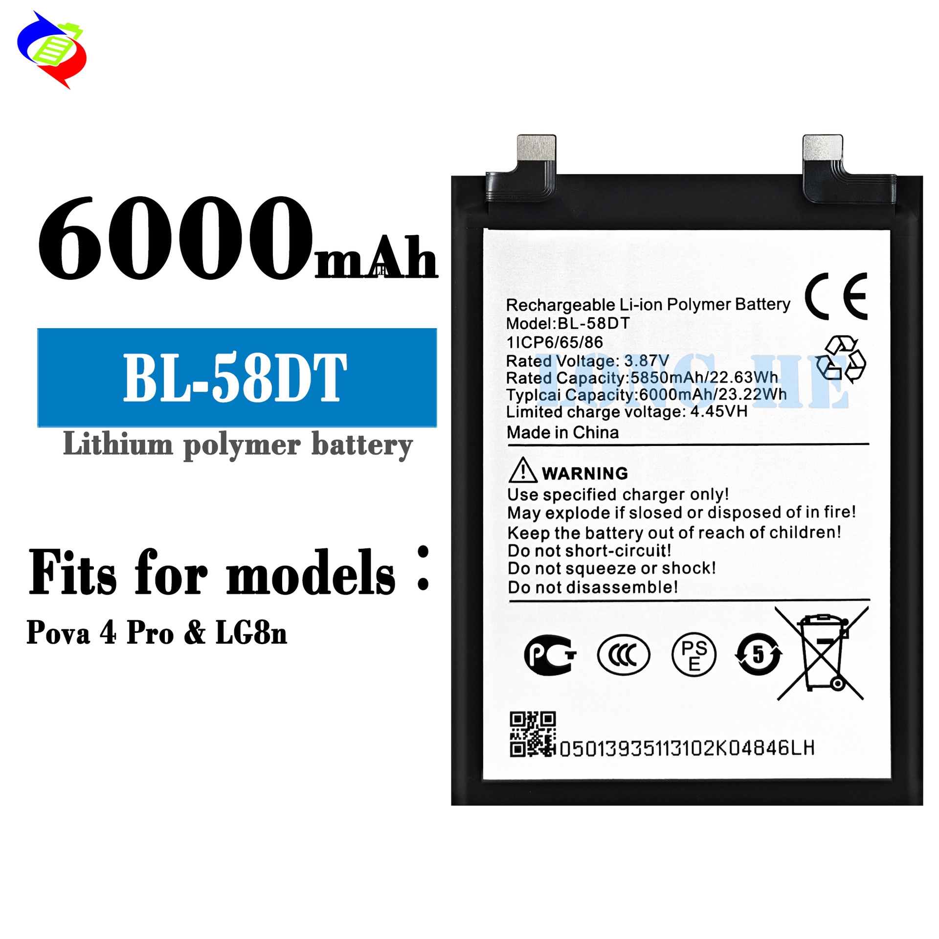 适用于传音Pova 4 Pro/LG8n手机电池BL-58DT内置电板工厂批发外贸