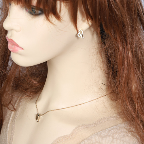 European and American cross-border exclusive 12 zodiac sign earrings wholesale Amazon wish brown zodiac card earrings