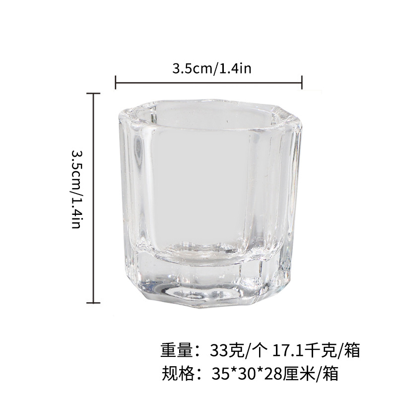Dental taza octogonal borde adhesivo en polvo taza de mezcla de vidrio taza de mezcla taza pequeña taza oral auto-curado herramienta de manicura vino