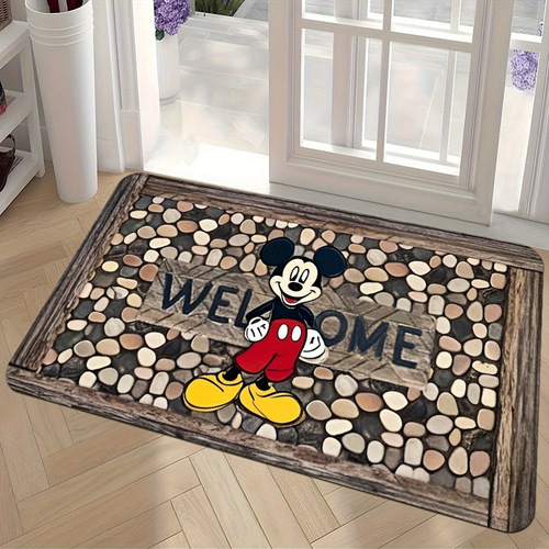 Mickey Crystal Velvet Door Mats Household Entrance Mats Bathroom Water Absorbable, Non-slip, Easy to Care, Foot Rub Door Mats