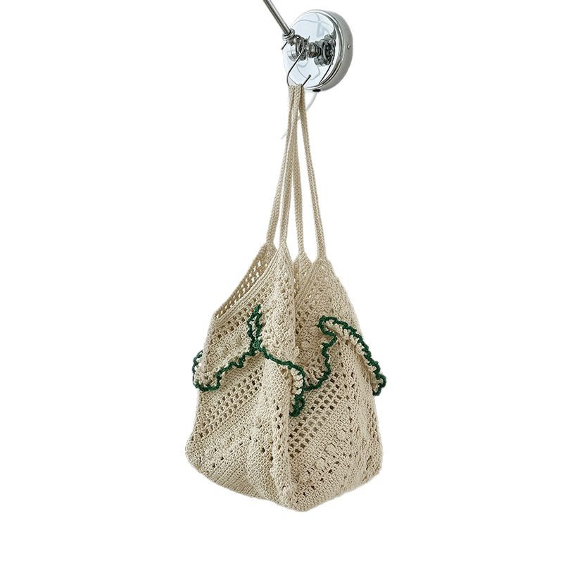 Niche Design Large Capacity Women's Bag, Vintage Hollow-Out Beach Vacation Bag, Women's Woven Shoulder Bag - Thumbnail 5