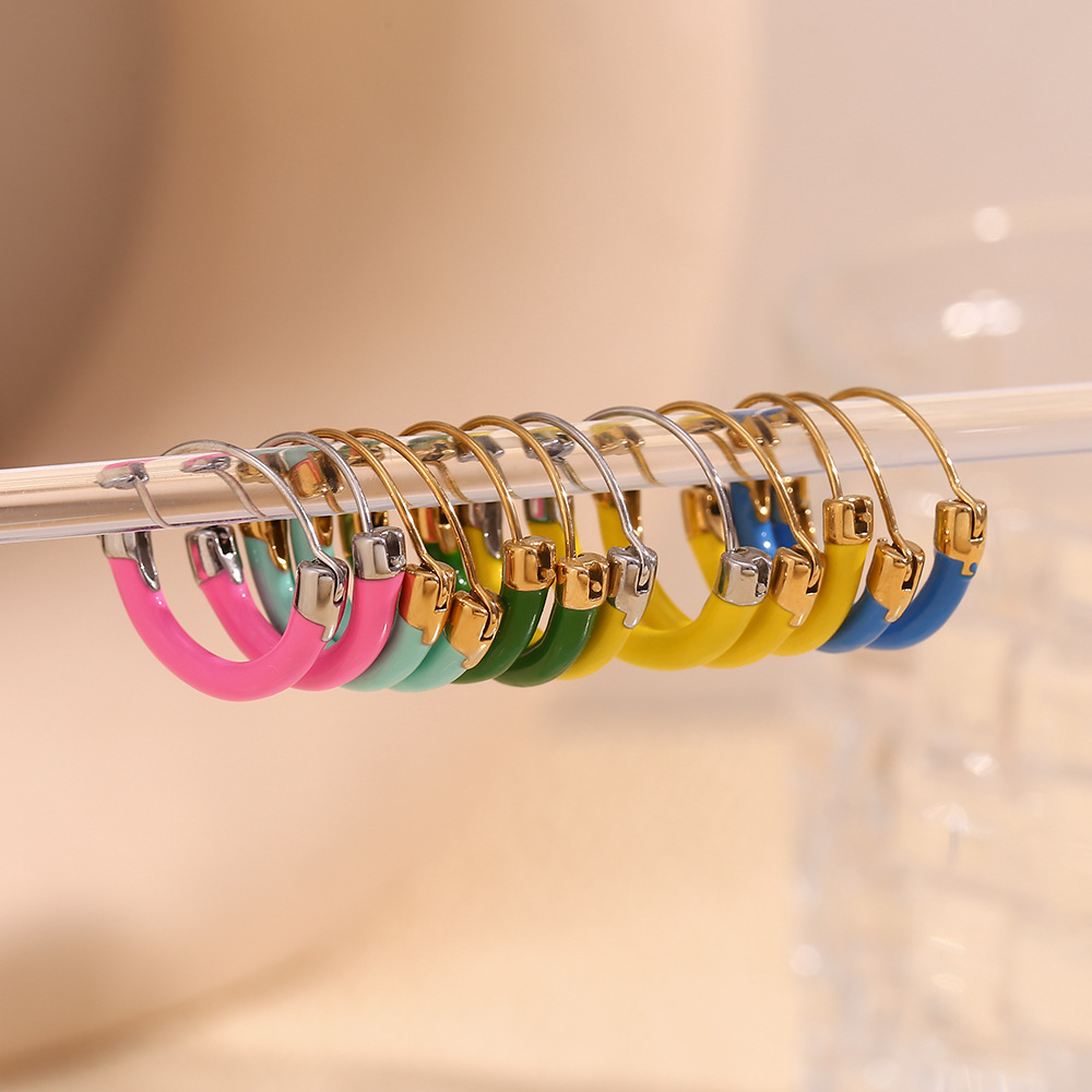 Hanging Basket Drop Oil Stainless Steel Earrings