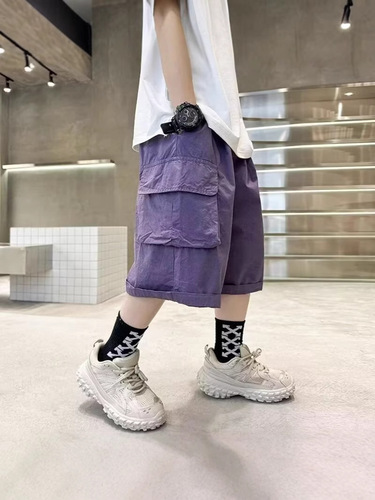 Summer Children's Thin Five-Pocket Pants for Older Kids, Workwear Style, Stylish and Trendy Loose Pants for Boys, Short Shorts for Outerwear