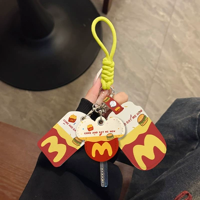 Electric vehicle key cover shell – Cover - three-card-holders-yellow-key-rope-mcdonalds