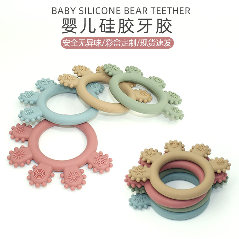 Entrenamiento de mordedor de silicona para bebés, agarre para bebés, agarre de mano de grado alimenticio, palo molar, juguete de mano anti-comer de silicona para bebés