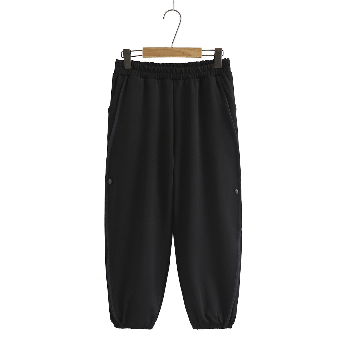 大码女装夏季新款高弹力包边冰丝八分裤宽松舒适束脚休闲裤172101