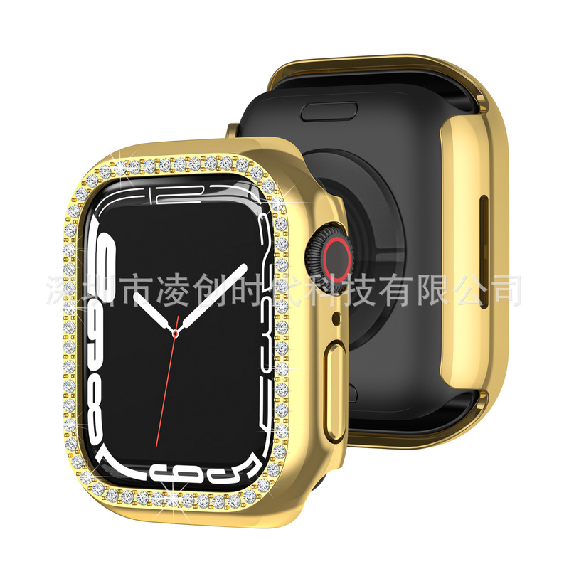 For iwatch7 protective case apple watch7 generation diamond case series7 generation hollow PC New