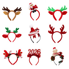 新款大鹿角发箍毛绒卡通圣诞节装饰麋鹿头饰可爱高档头箍发饰跨境