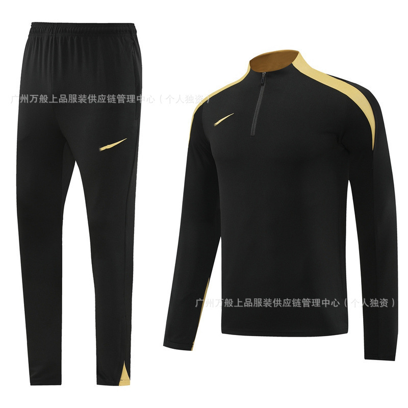 NB半拉链冬装长袖长裤套装训练俱乐部基础足球服球衣长拉logo外贸|undefined
