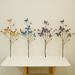 蝶のような造花、一本に5つの枝を持つ高品質な模造蝶花、家庭や写真撮影の装飾に