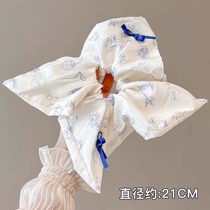 Anillo de pelo de intestino grueso súper grande coreano para mujer 2025 nuevo estilo de alta gama cordón de pelo de encaje plisado temperamento dulce cuerda de cabeza de flor