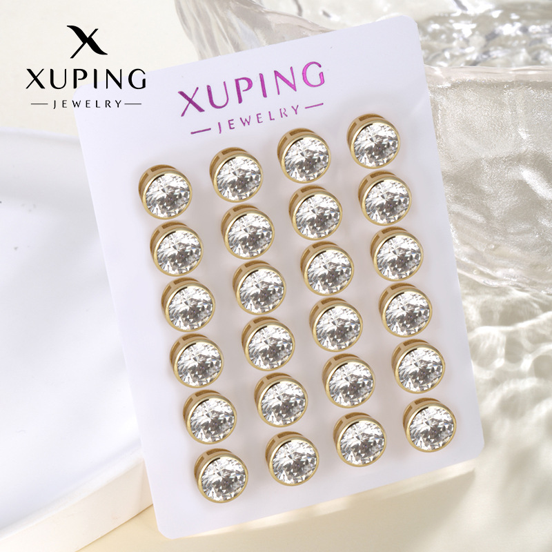 Xuping joyería temperamento simple pequeños pendientes de moda para estudiantes viajeros bolsas de pentacos pendientes de amor para mujeres