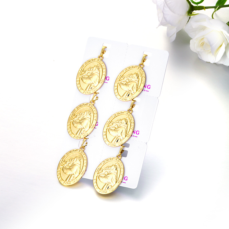 Xuping Europa y los Estados Unidos aleación de cobre chapado 14k color colgante de retrato geométrico colgante personalidad simple al por mayor