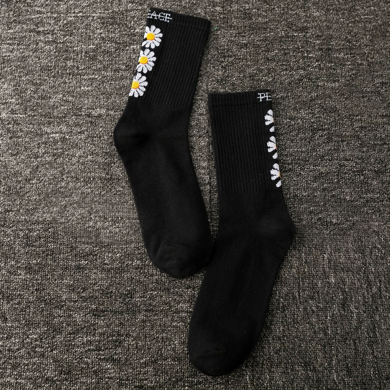 sockwell compression socks Women's socks Korea funny socks long socks black cool socks Harajuku hip-hop cotton skateboard socks women new trend Daisy socks fluffy socks