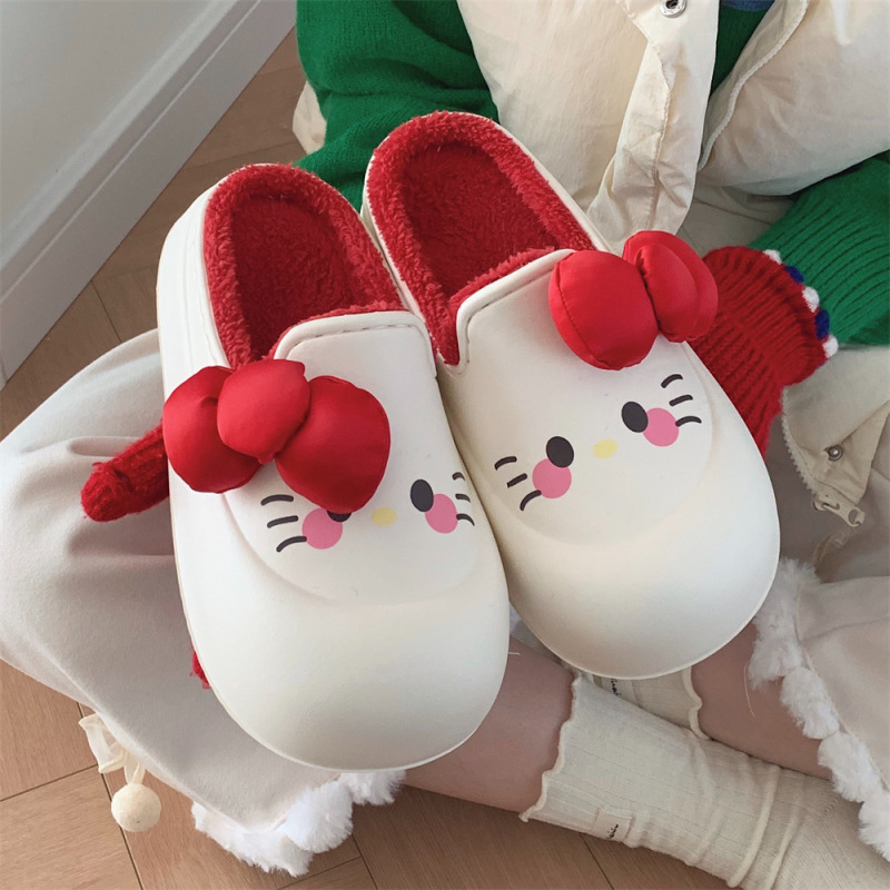 細い条の少女の心のかわいいウサギの厚い底の綿のスリッパの秋冬のファッションの外は家庭のEVA防水の綿の靴を着ます。|undefined