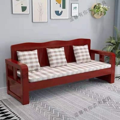 Winter Dual use solid wood sofa combination Simplicity Sofa chairs Fabric art sofa modern a living room New Chinese style furniture Three