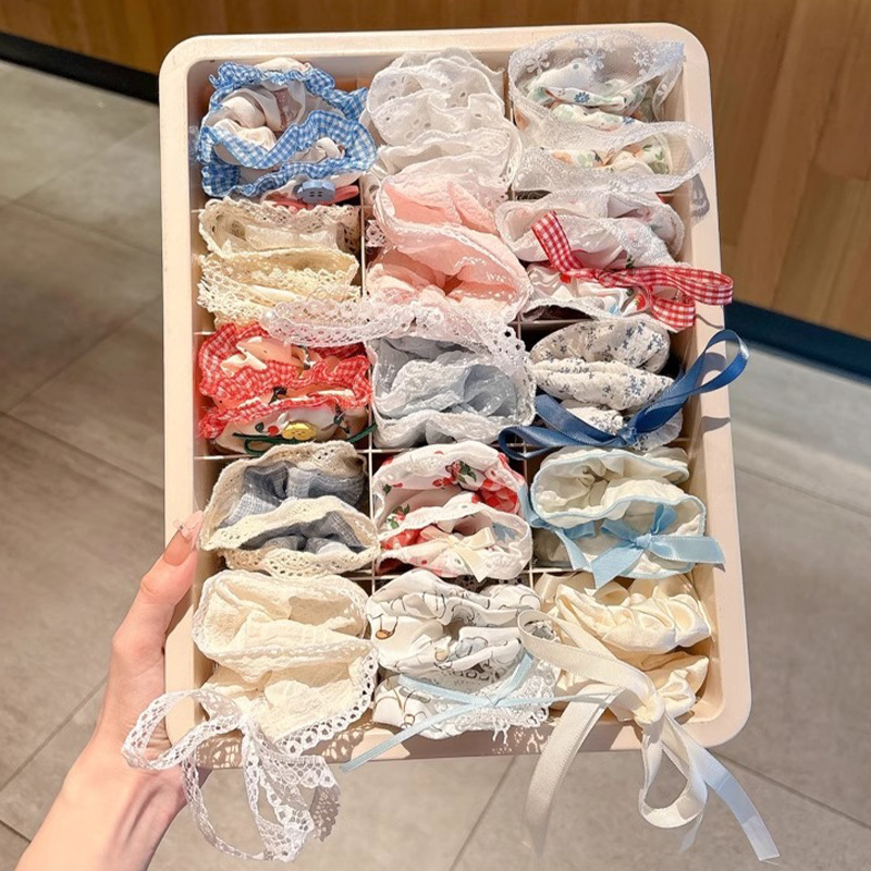 Coreano de alta calidad, anillo de cabello de intestino grueso, cuerda de cabello de encaje de encaje de gran tamaño, toallas de goma cuadradas, cuerda de cabello de anillo