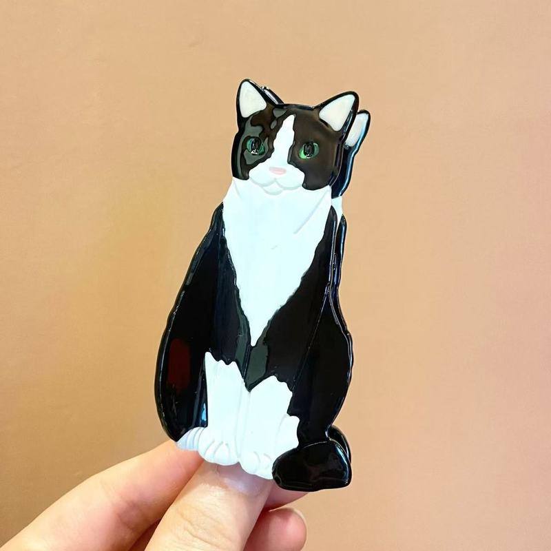 新款小野猫醋酸发夹可爱动物抓夹个性后脑勺盘发鲨鱼夹发卡头饰女|undefined