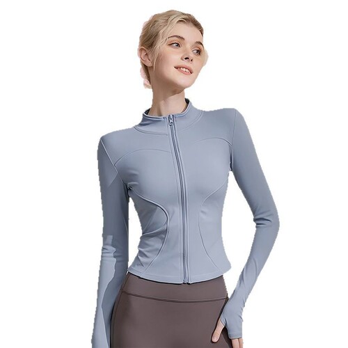 Women's turtleneck yoga jacket, running sport fitness long-sleeved sun protection quick-drying top, Lulu style yoga top