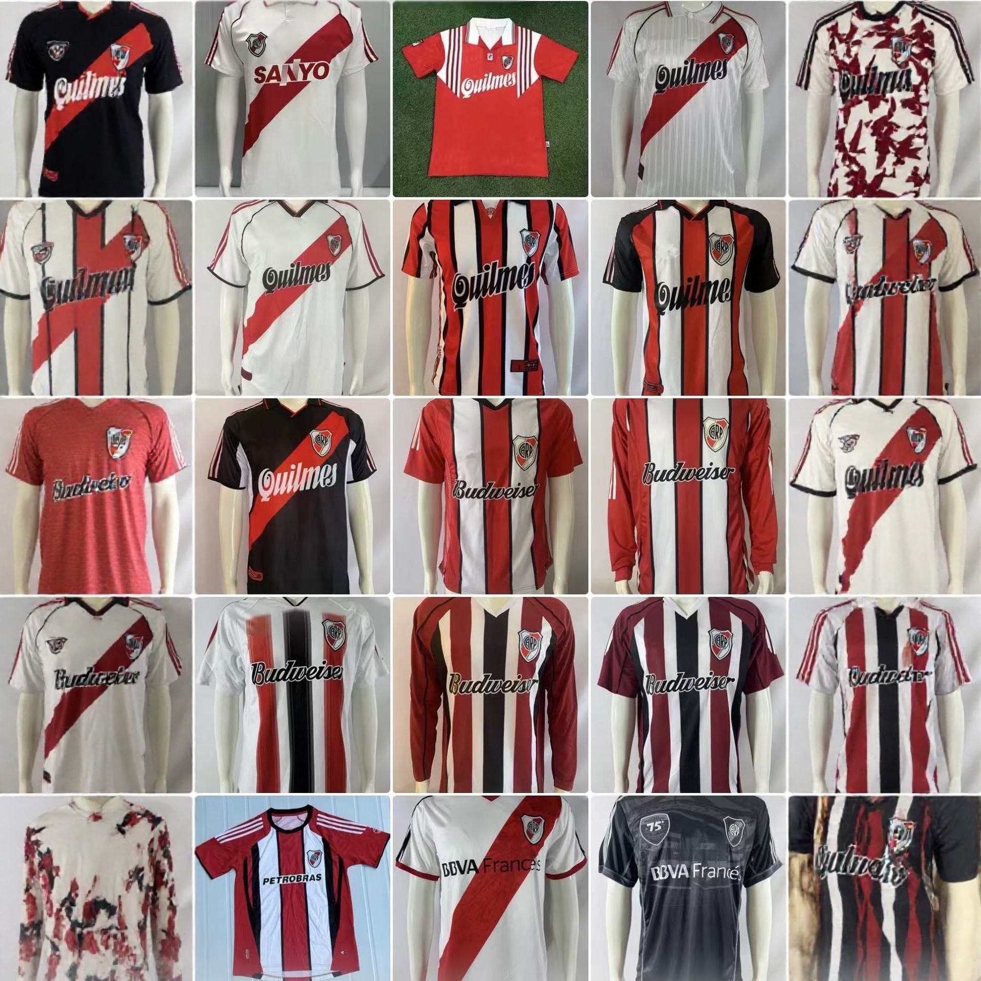 Wholesale Vintage River Plate Home and Away Classic Retro Commemorative Football Jerseys Sports Embroidered Shirts T-Shirts