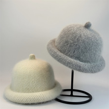 秋冬款保暖防寒兔毛显脸小盆帽高级感卷边个性时尚可爱啾啾地主帽