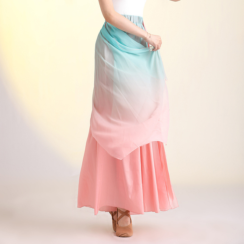 Shan Ran Tang Classical Dance Pants Female Fairy Style Elegant Chiffon Wide Leg Pants Skirt Practice Clothes Modern Folk Dance Performance Clothes