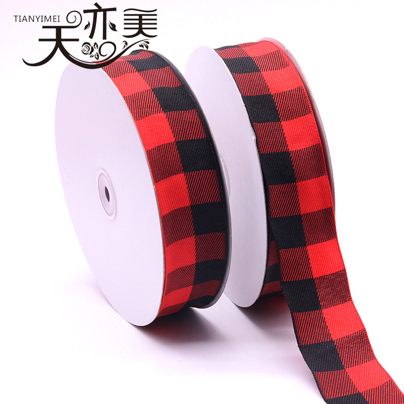 Tianyi Mei cinta en stock 4cm de punto a cuadros blanco y negro cinta caja de regalo de juguete cinta roja y blanca cinta escocesa