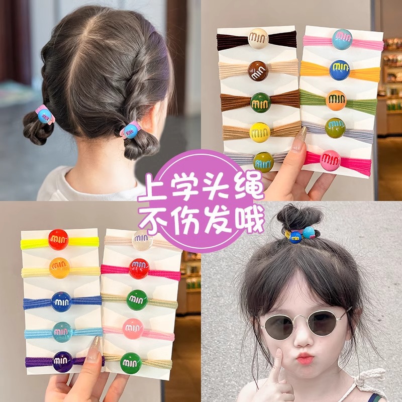 Toalla de color caramelo para niños, lazo para el cabello, cuerda para la cabeza de cola de caballo alta, cuerda para el cabello duradera de alta elasticidad para niñas, banda de goma para la cabeza