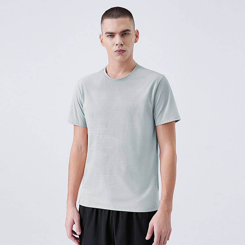 Primavera y verano, camiseta de cuello redondo de manga corta de secado rápido, delgada y ligera, camiseta de manga corta de secado rápido, camiseta deportiva al aire libre, camiseta de media manga de hielo