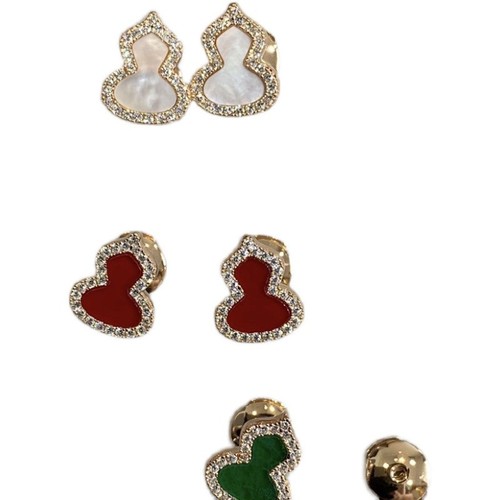 Hulu Earrings Red Agate 18k Rose Gold Diamond Inlaid Chinese Style Light Luxury Personality Qilin Earrings for Women Silver Jewelry