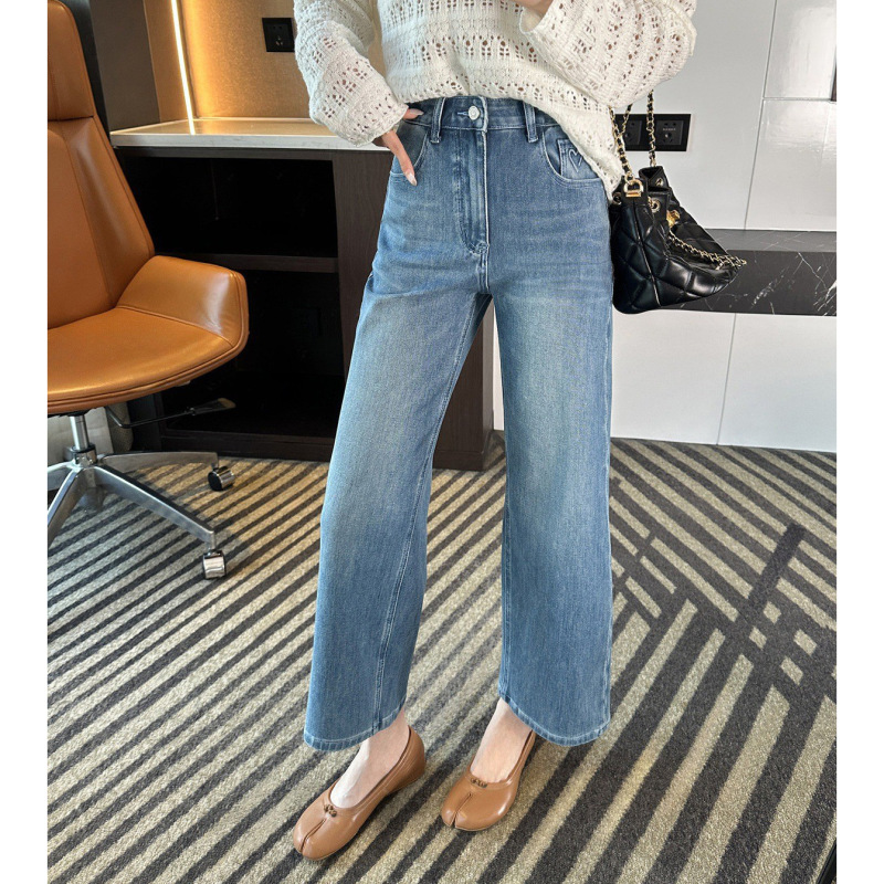 Straight-Leg Warrior! ~Women's Nine-Point Straight-Leg Jeans 2026 Spring New Versatile High-Waisted Stretch Baguette Pants