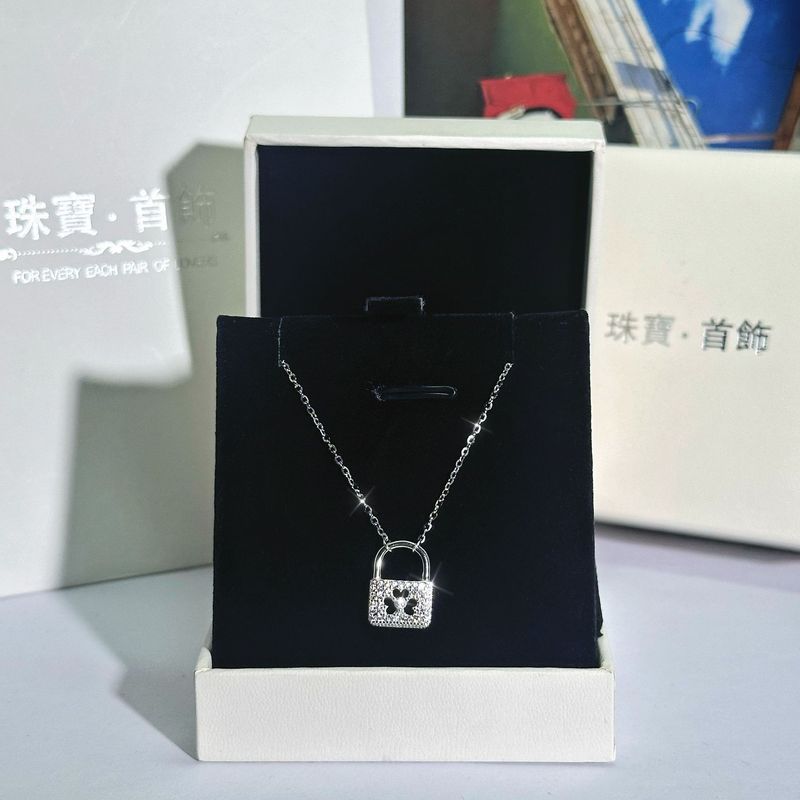 原创S925纯银爱心三叶草锁头项链女轻奢高级小众设计感秋冬毛衣链|undefined