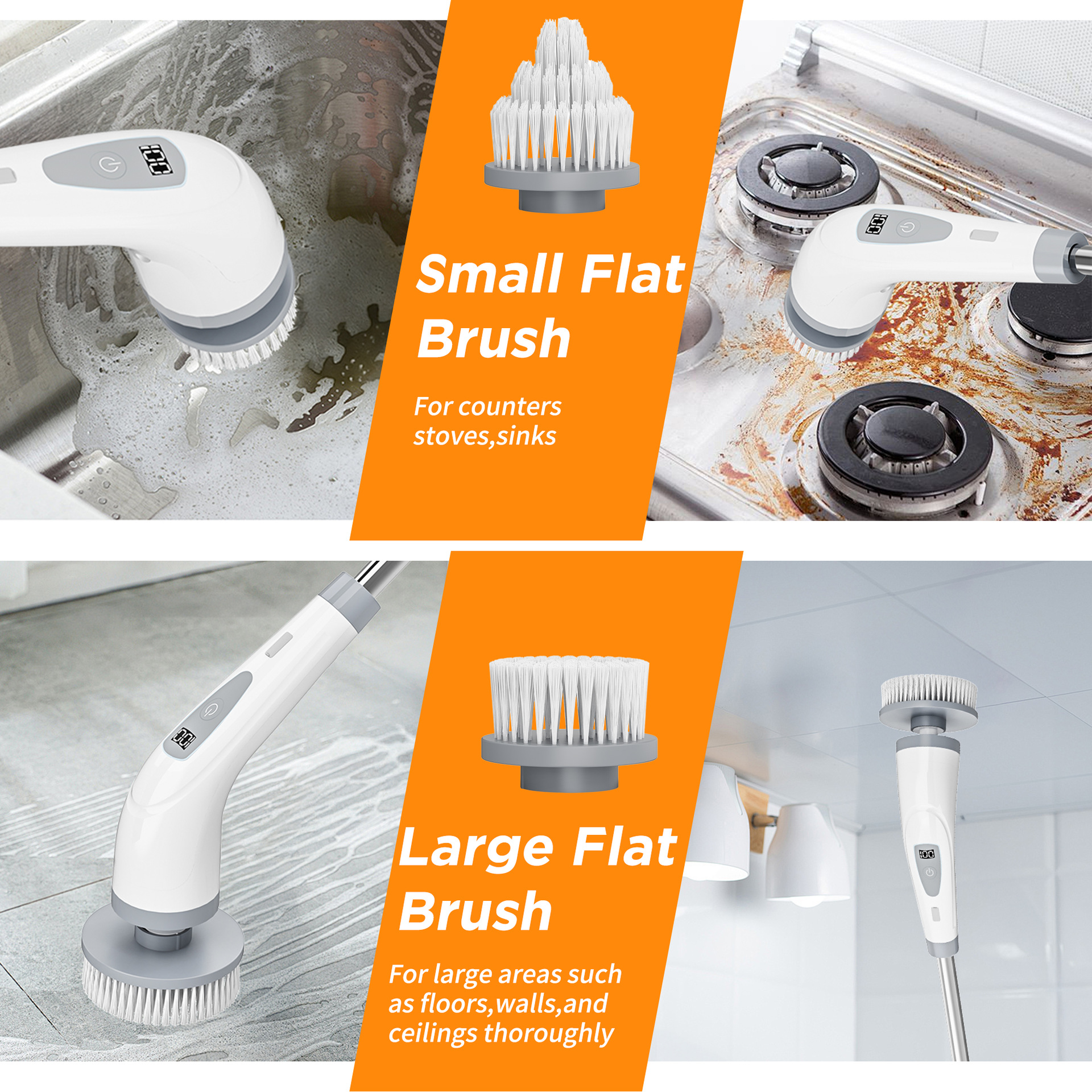 Cepillo de limpieza eléctrico transfronterizo Barredora automática doméstica Baño eléctrico Bañera Cepillo de baldosas Cepillo de limpieza inalámbrico giratorio