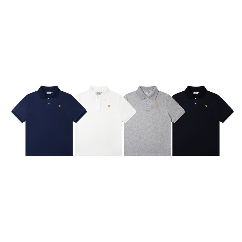 Spot Wholesale Carhartt Classic Small Gold Label Embroidered Cotton Short-Sleeved Polo Shirts for Men and Women
