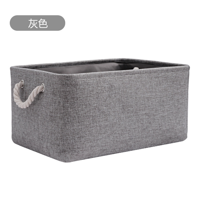 Algodón y lino portátil plegable cesta de almacenamiento caja de almacenamiento de tela cosmética a prueba de polvo cesta de almacenamiento