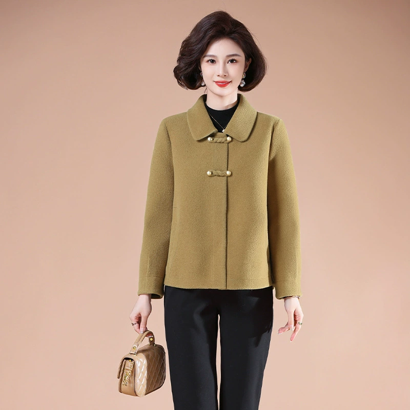 Зимнее пальто для мам с винтажной пряжкой, элегантное плюшевое пальто в национальном стиле, утепленный зимний Топ для женщин среднего и пожилого возраста