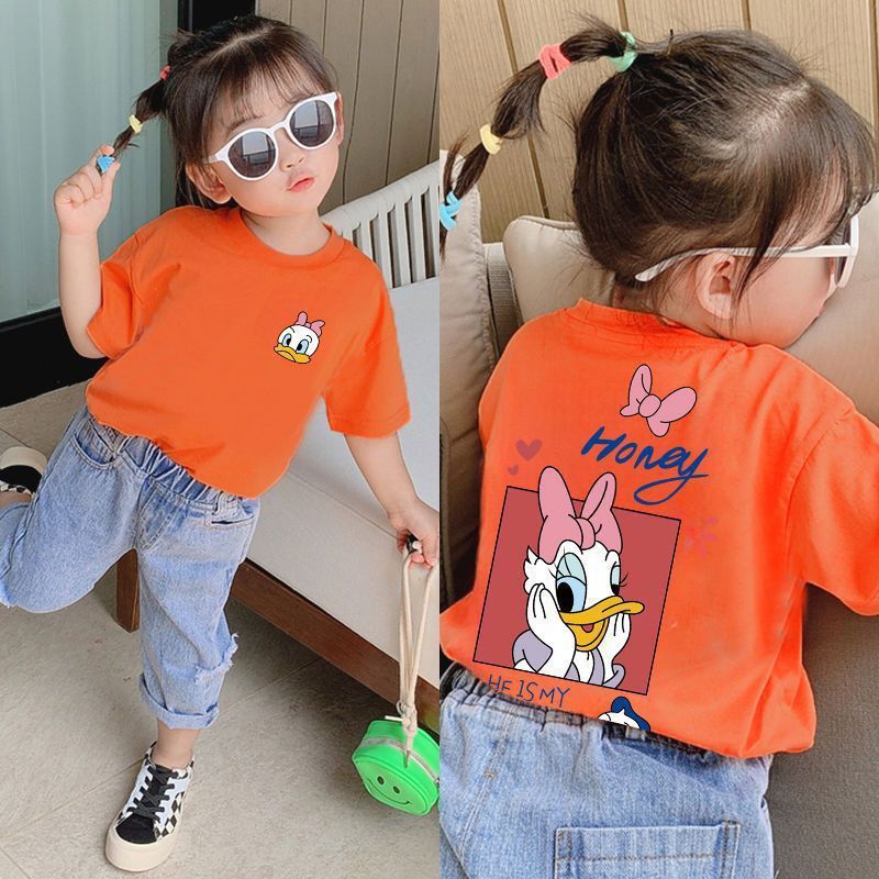 Girls' 2026 New Summer Fashionable Cartoon Short-Sleeved Summer Clothes Girls' Korean Style Top Children's Clothing T-shirt for Toddlers