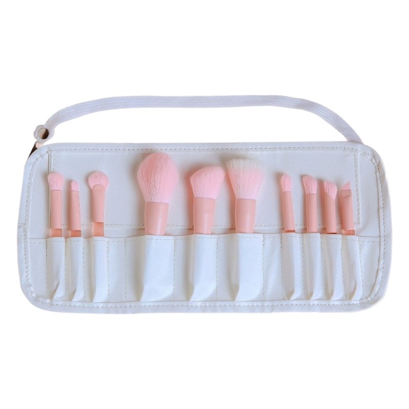 Cepillo de maquillaje nuevo transfronterizo 10 conjunto completo cepillo de maquillaje medio azúcar melocotón mini cepillo de maquillaje cepillo suelto cepillo de pelo suave