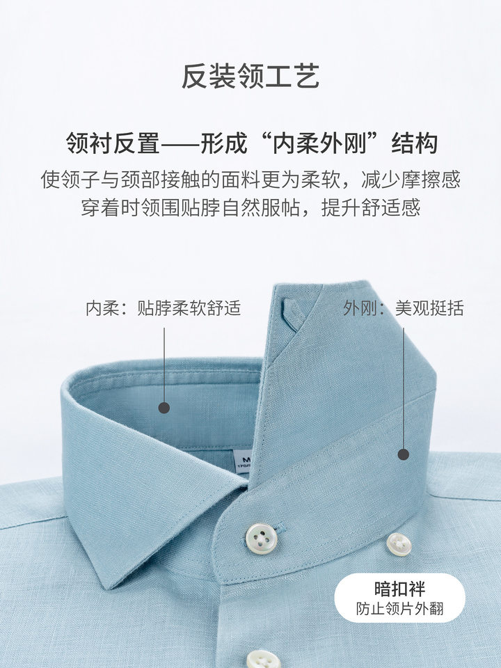 Áo sơ mi nam tay ngắn 100% vải lanh chống nhăn dáng rộng — Màu hạt dẻ - Áo ngắn tay 13, Trắng - Áo tay ngắn 01, Xanh hồ - Áo tay ngắn 11