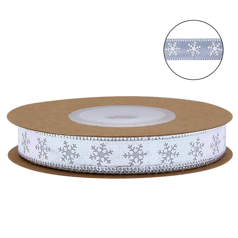 Regalos de Navidad transfronterizos estampados letras cinta impresa cinta de regalo embalaje de copo de nieve cinta de borde 10m en stock