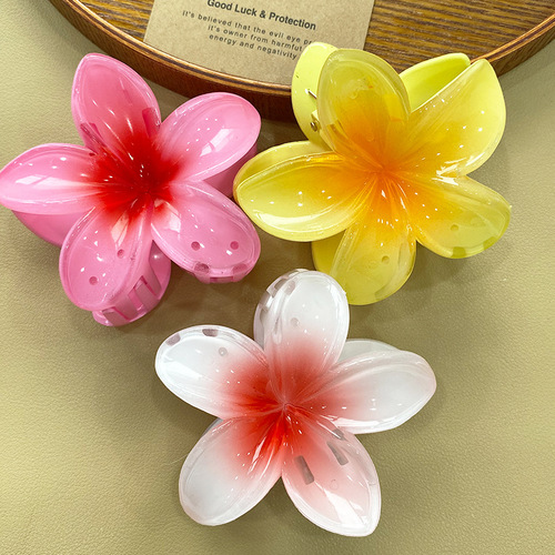 European and American cross-border simulation three-dimensional plumeria hairpin hair accessories flower gripper elegant ladies shark clip wholesale
