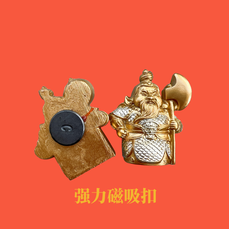 创意门神磁贴冰箱贴3d立体入户门装饰磁吸传统中国潮风御宅添福门|undefined