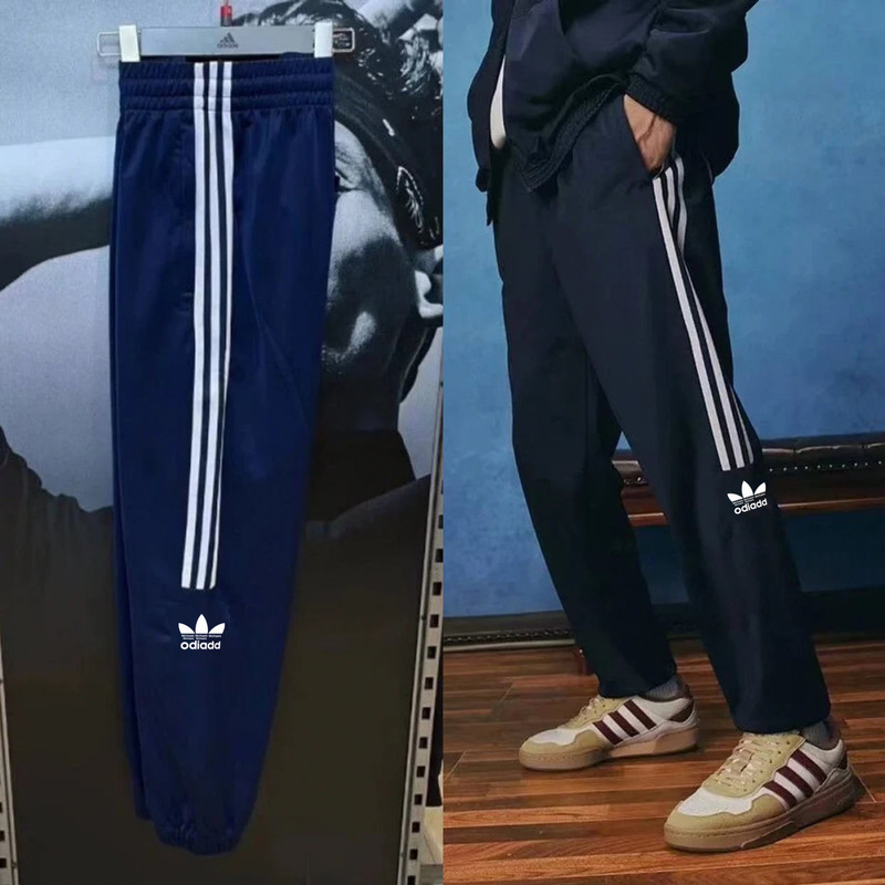 Cross-border autumn and winter new model clover embroidered casual pants, straight drawstring three-stripe sports pants, couple's sports pants Cross-border autumn and winter new model clover embroidered casual pants, straight drawstring three-stripe sports pants, couple's sports pants