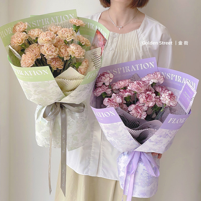 新款氛围花卉纸鲜花包装纸牛皮纸高级感花束包花纸花艺花店材料批