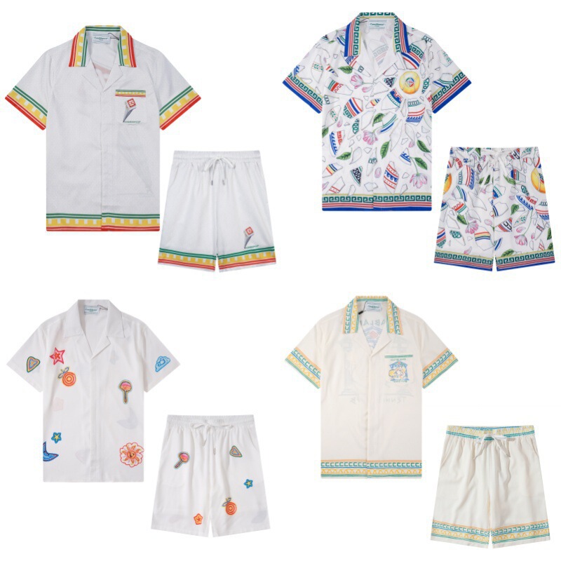 Cross-Border Casablanca Casablanca 2025 New Full-Print Short-Sleeved Shirt Cardigan Short-Sleeved Two-Piece Set