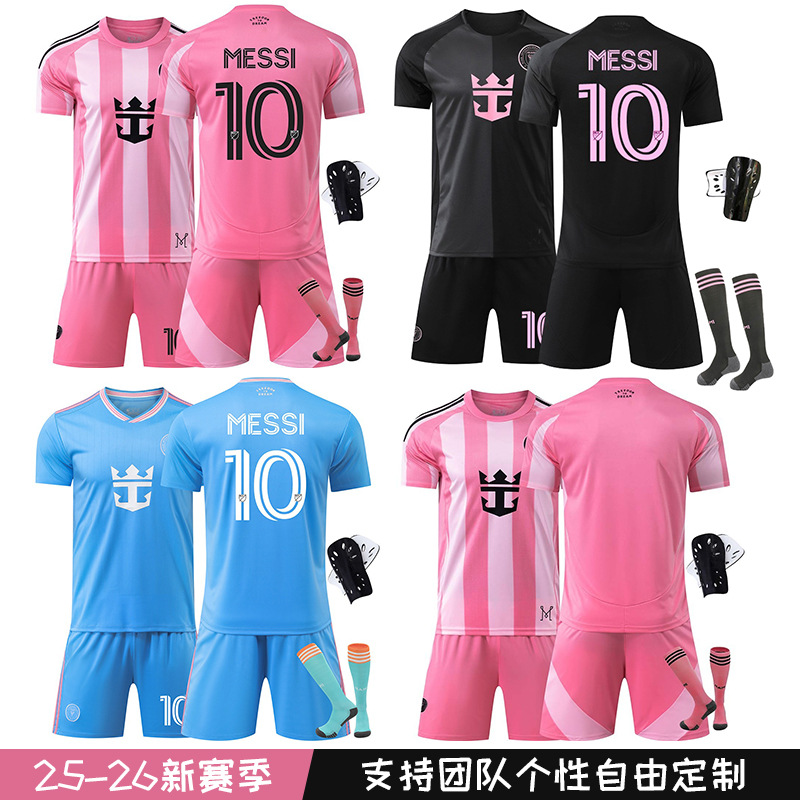 2526 New Season Football Uniform Suit Adult Men's Outdoor Women's Kidsren's Short-Sleeved Quick-Drying Jersey Miami Home and Away