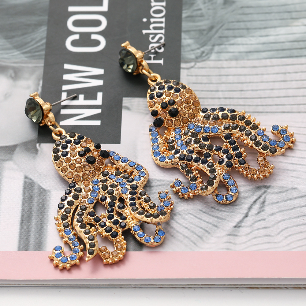 Fashion Diamond Octopus Earrings display picture 5
