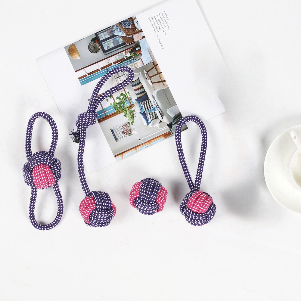 Juguetes de nudo de algodón transfronterizos para mascotas, dientes de molienda resistentes a la mordida, bolas de tracción interactivas, juguetes para mascotas, juguetes para perros