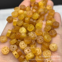 巴山玉厚金珠8mm厚金銭玉散珠隔珠diyアクセサリーそろばん珠卸売り