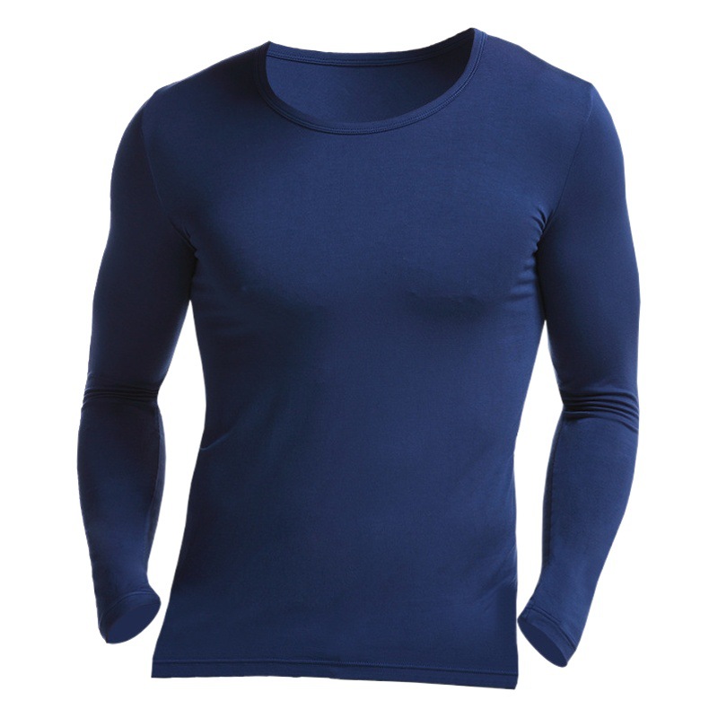 Ropa interior térmica delgada y delgada para niños de otoño e invierno, ropa de otoño de manga larga con cuello redondo para hombres, camisa básica transpirable de una sola capa
